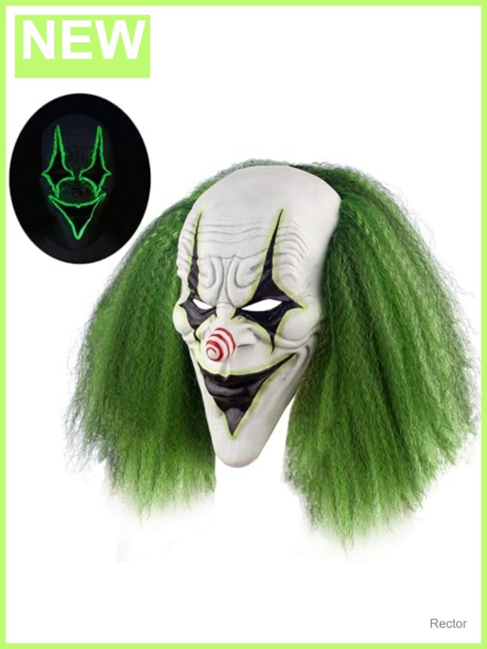 Adult Latex Clown Mask Green Hair Horror Halloween Costume Full Head